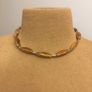 Bronze Brown Oval Beaded Necklace